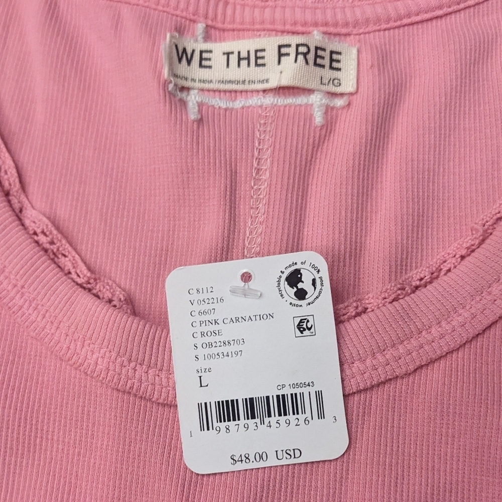 Free People Rowan Tank in Pink Carnation sz LRG​ - Picture 3 of 9